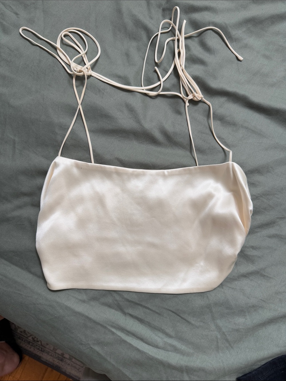 Reformation Silk White Spaghetti Strap Crop Top